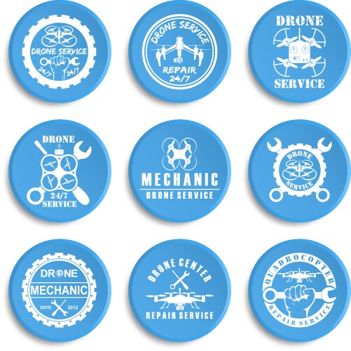 Set of drone logos badges emblems and design Vector Image