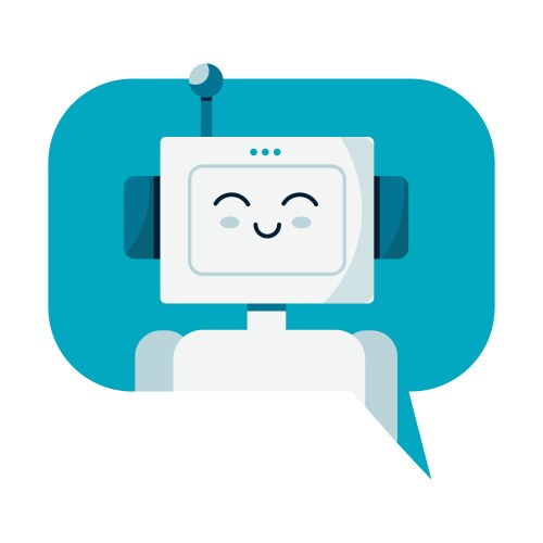 Smiling cute robot chat bot in speech bubble vector image