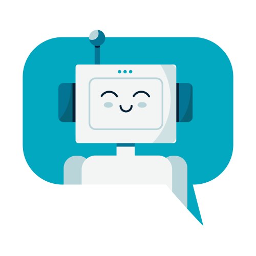 Smiling cute robot chat bot in speech bubble vector image