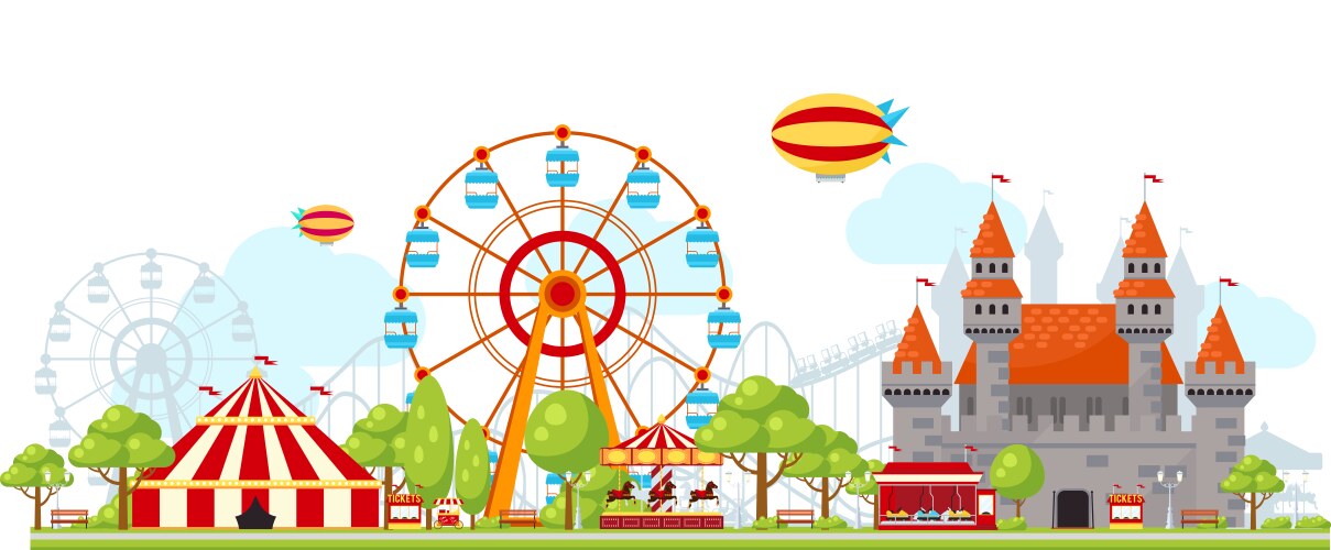 Amusement park landscape banner Royalty Free Vector Image