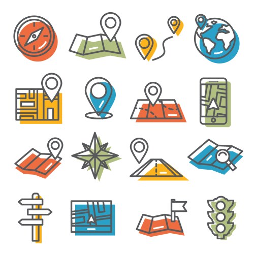 Map Icons - Location &amp; Navigation Set Vector Image