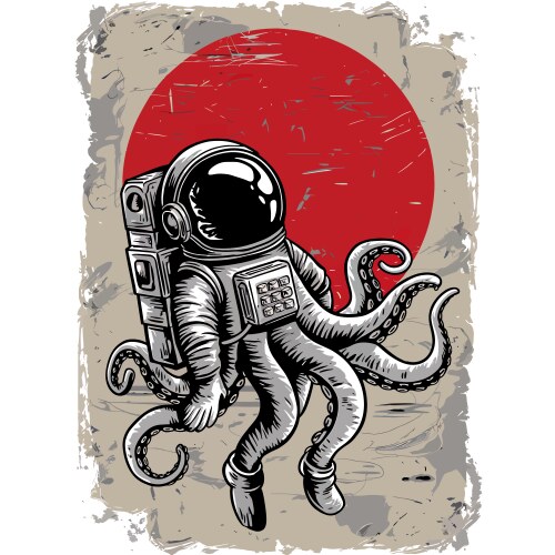 Astronaut octopus with helmet space design Vector Image