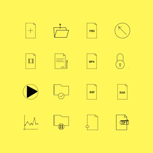 Files and folders linear icon set simple outline vector image