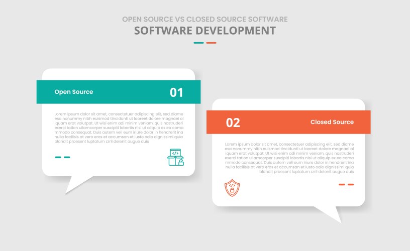 Open source vs closed software comparison vector image