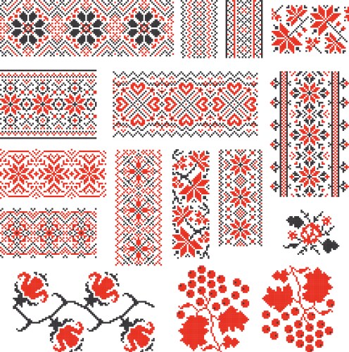 Ukrainian Embroidery Patterns Vector Image
