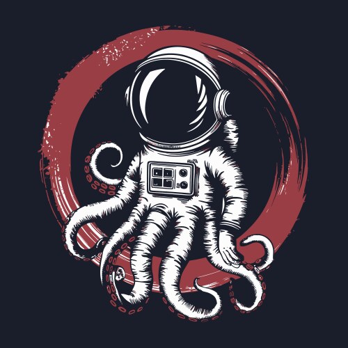 Astronaut octopus with helmet space design Vector Image