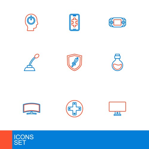 Set line computer monitor game controller vector image