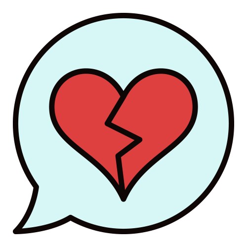 Speech bubble with red broken heart icon vector image