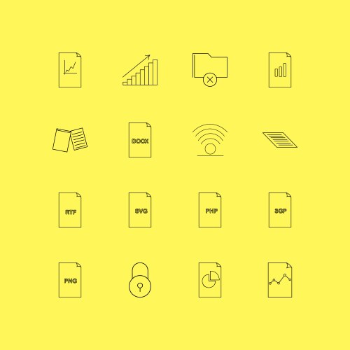 Files and folders linear icon set simple outline vector image