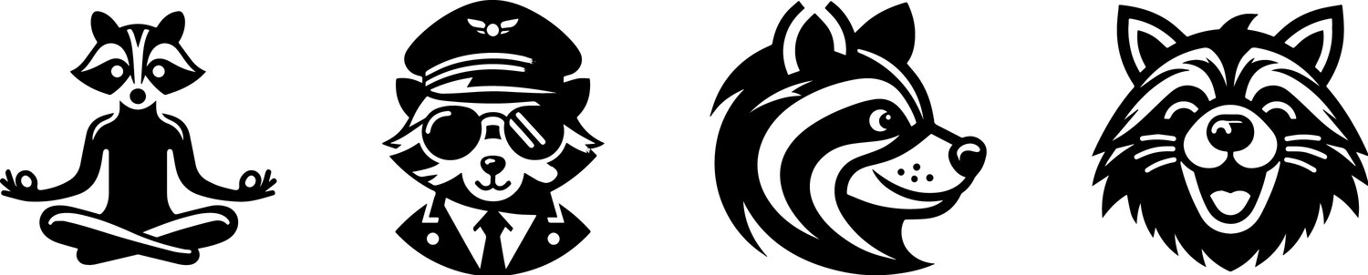 Raccoon Portraits - Diverse Expressions Vector Image