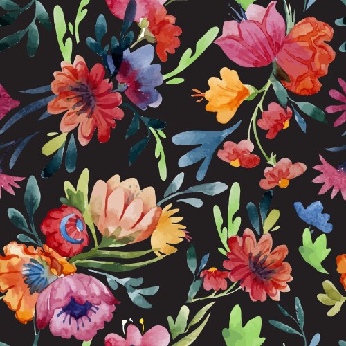 Watercolor Floral Pattern Vector Image