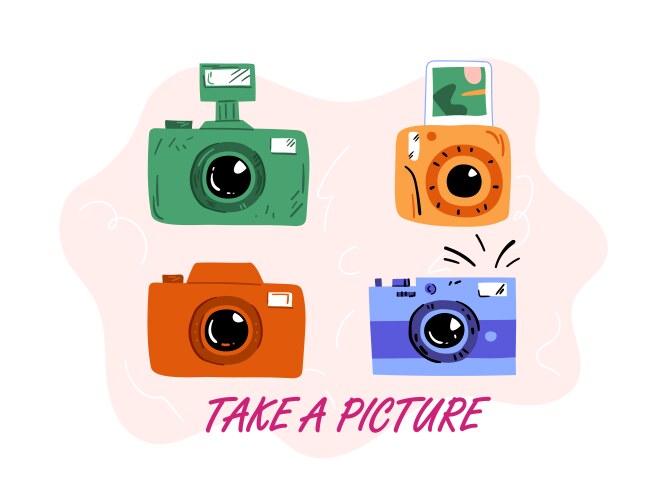 Colorful Camera Icons Vector Image