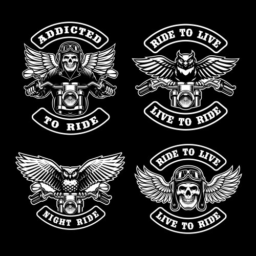 Biker themed designs in vintage style Vector Image
