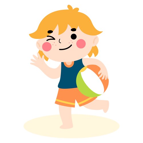 happy kid on the beach cartoon vector image