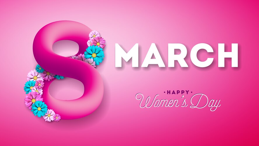 8 march happy womens day greeting card vector