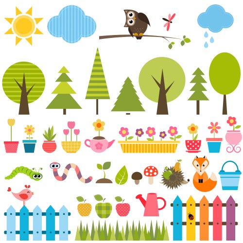 Border design with boys in the garden Royalty Free Vector