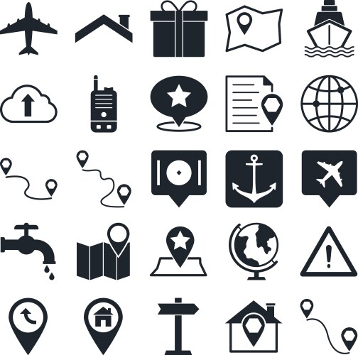 Map and navigation icons can be easily mod vector image
