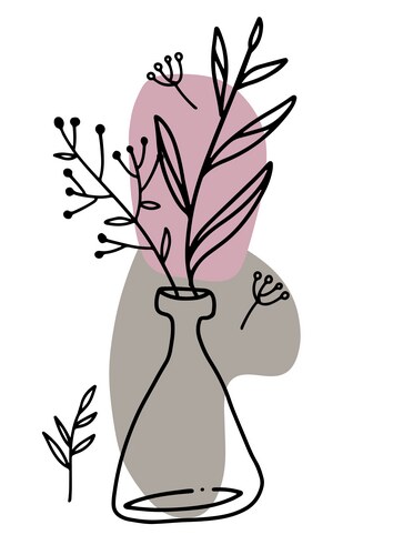 Spring flowers in vase continuous line art Vector Image