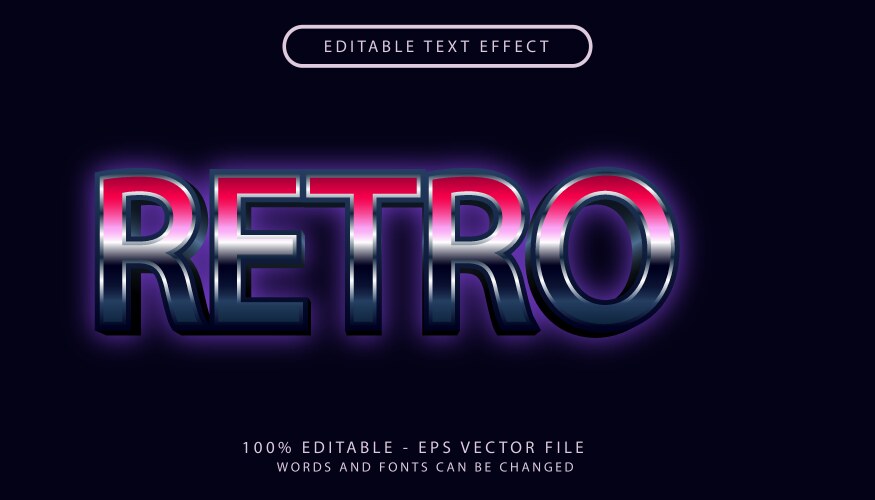 Retro 3d text effect and editable Vector Image