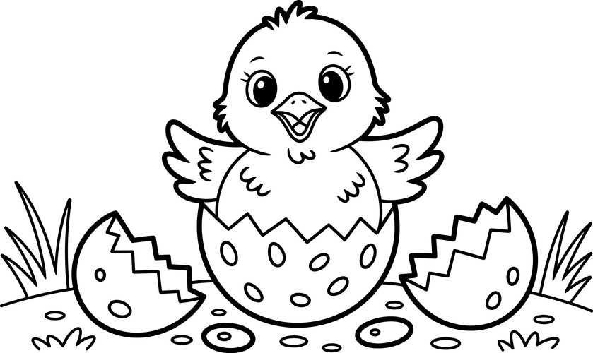 Cute Cartoon Chick Hatching from Egg Vector Image