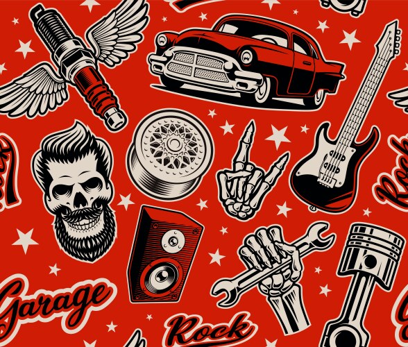 Rockabilly seamless pattern Vector Image