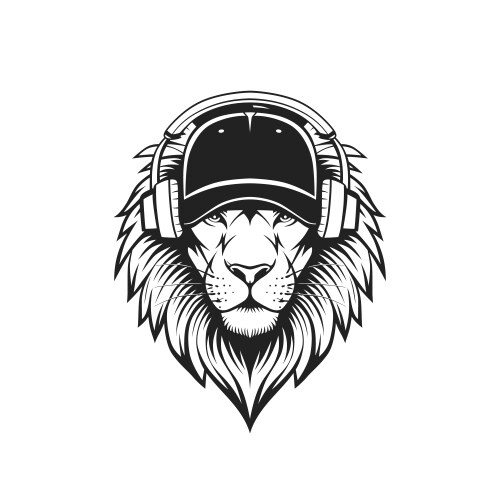Bold black-and-white of a lion head Vector Image