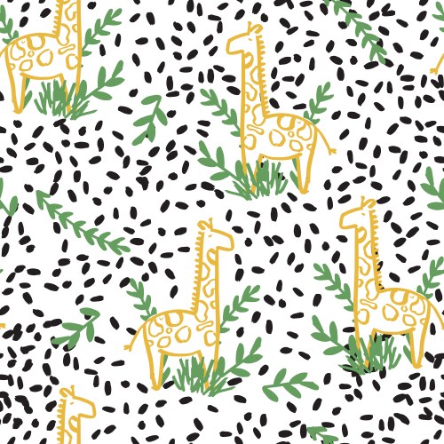 Giraffe safari seamless repeat pattern design Vector Image