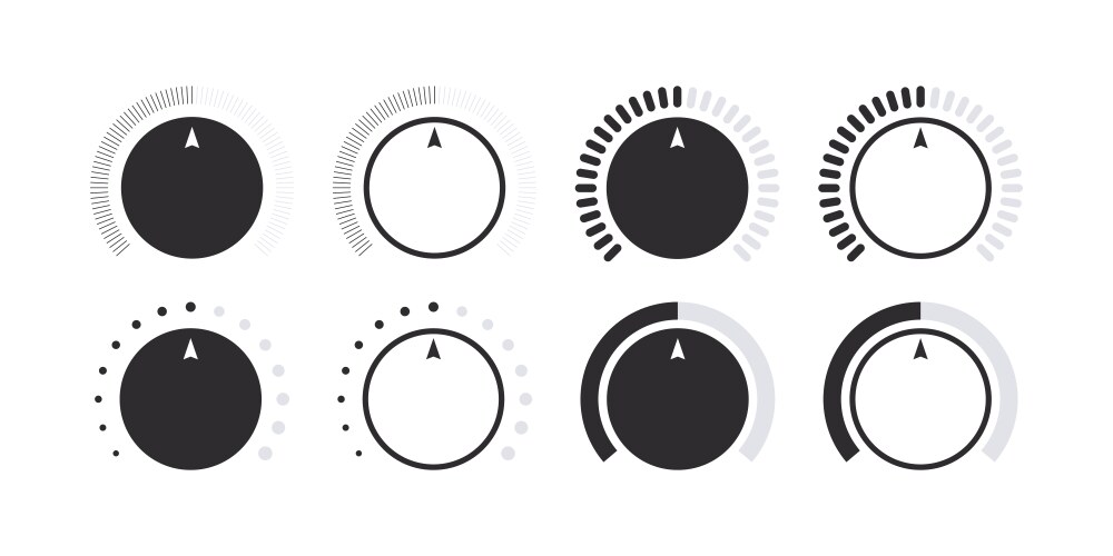 control knob volume level handle rotary dials vector image