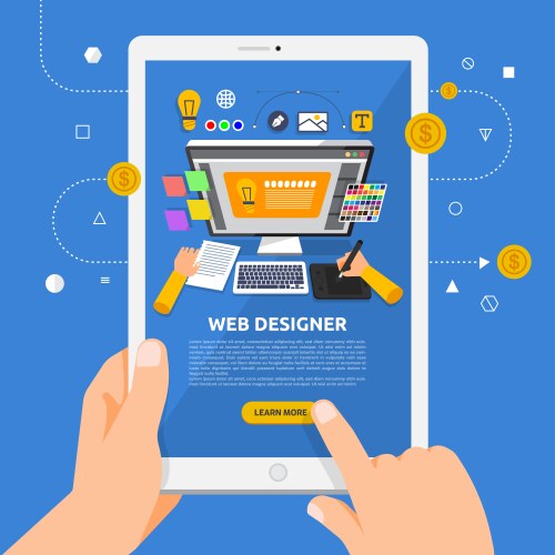 flat design concept learning about web vector image