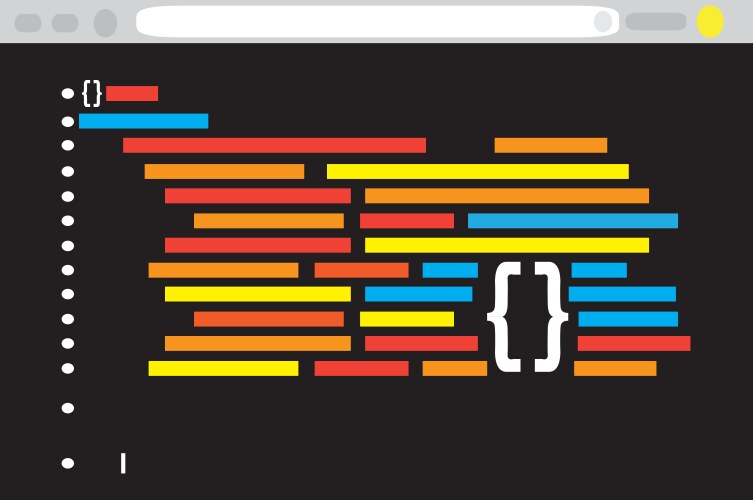 Programming code on a browser window vector image
