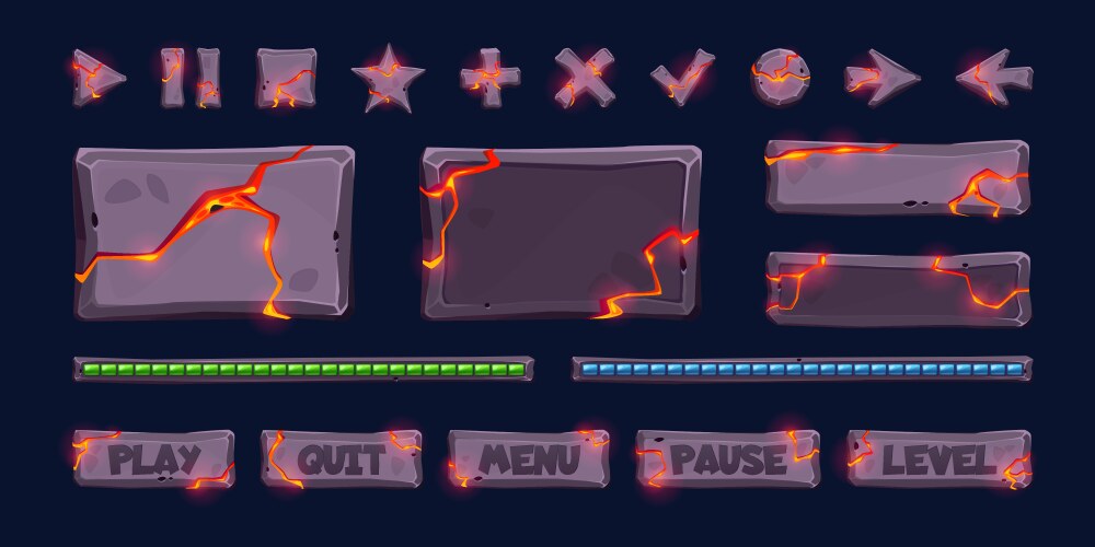 stone with lava texture game interface vector