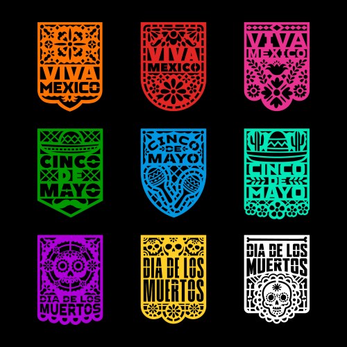 Mexican Papel Picado Fiesta Decorations Vector Image