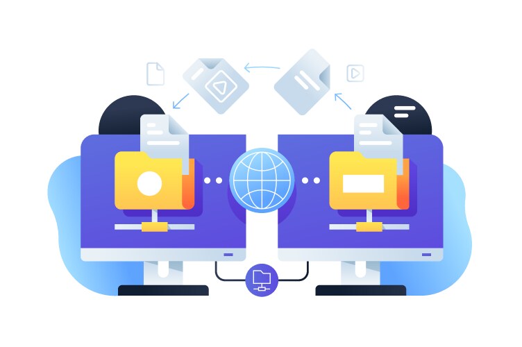 Computer digital file sharing using connection vector image