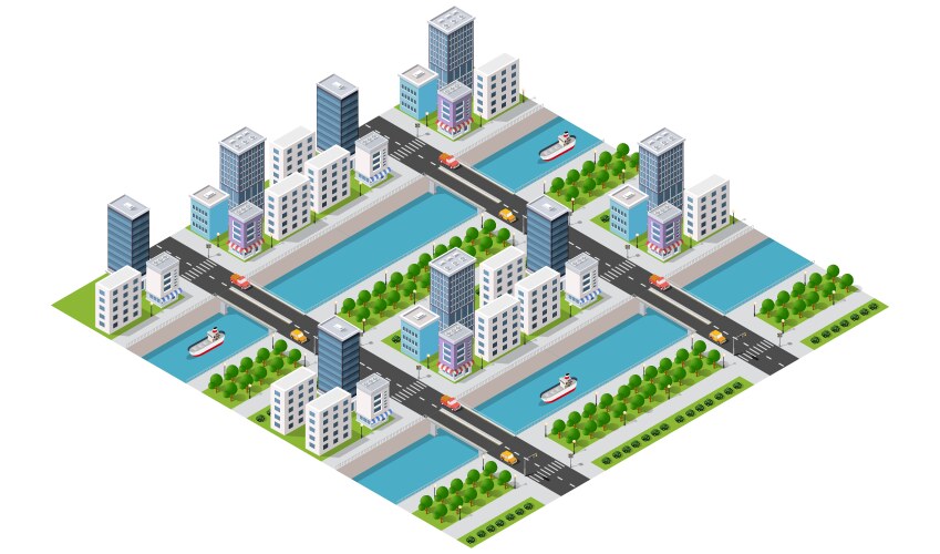 Waterfront with a river Royalty Free Vector Image