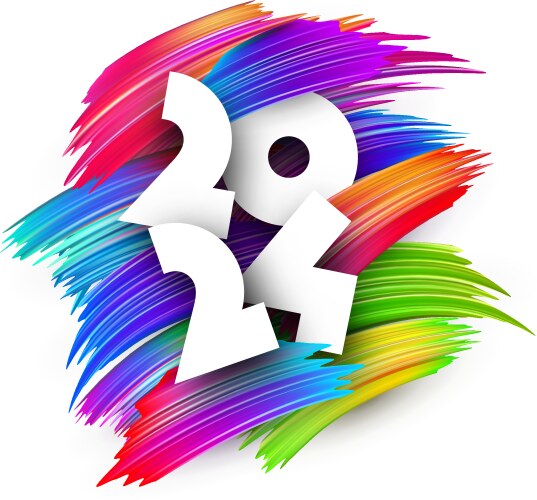 New year 2024 paper numbers for calendar header vector image
