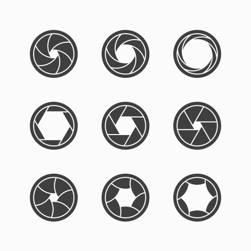 Aperture icon set with value numbers camera Vector Image