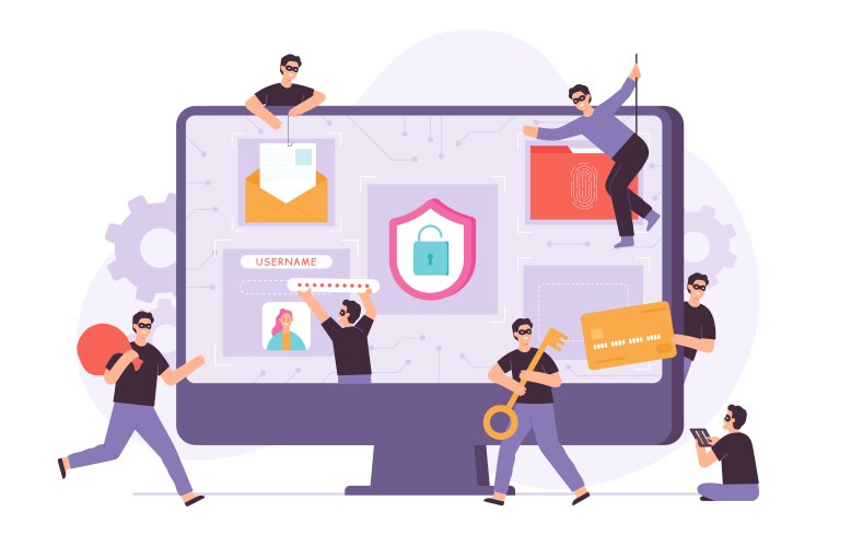 Cybercrime: Hacker Attack on Computer vector image