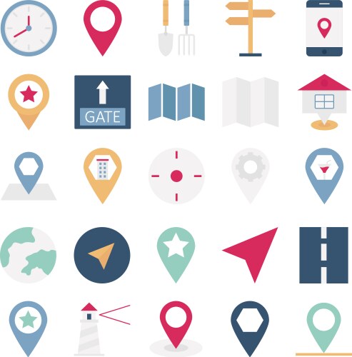 Map and navigation icons can be easily mod vector image