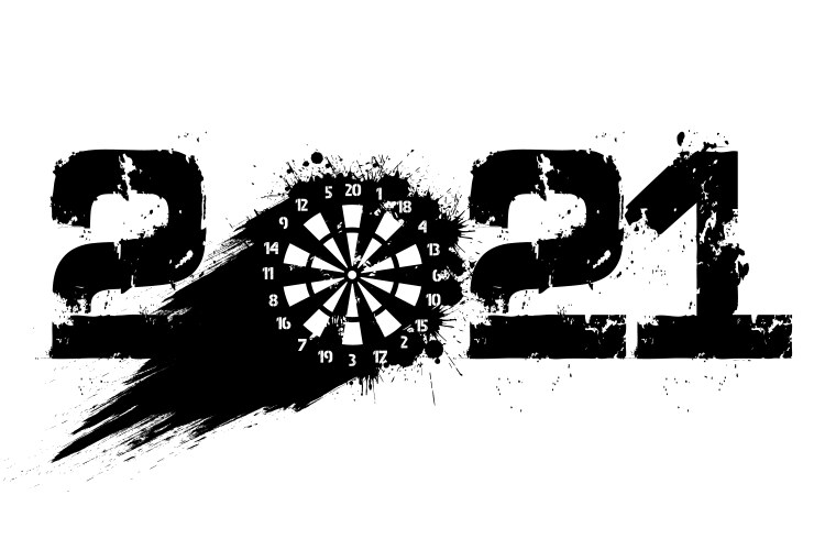 Abstract numbers 2021 and a dartboard from blots vector image