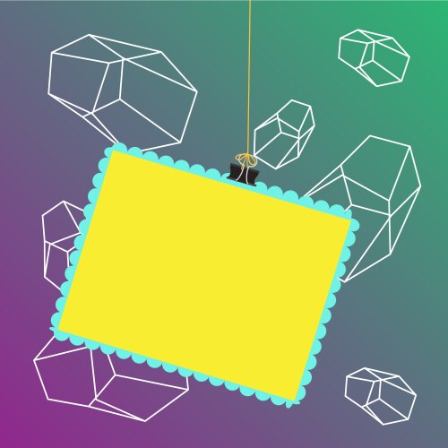 Colored stamp stuck binder clip and string Vector Image