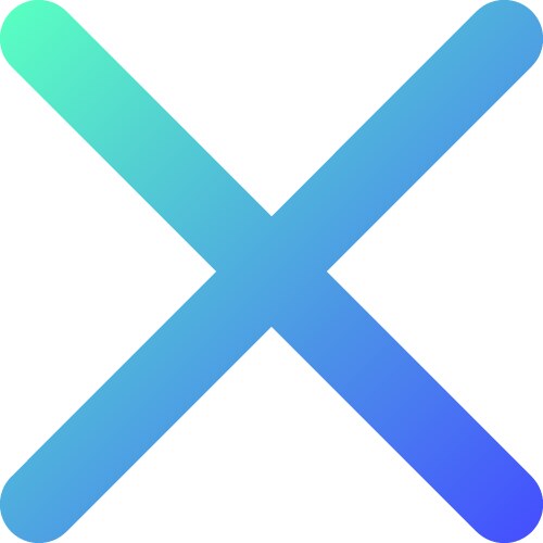 Cross mark pixel perfect gradient linear ui icon vector image