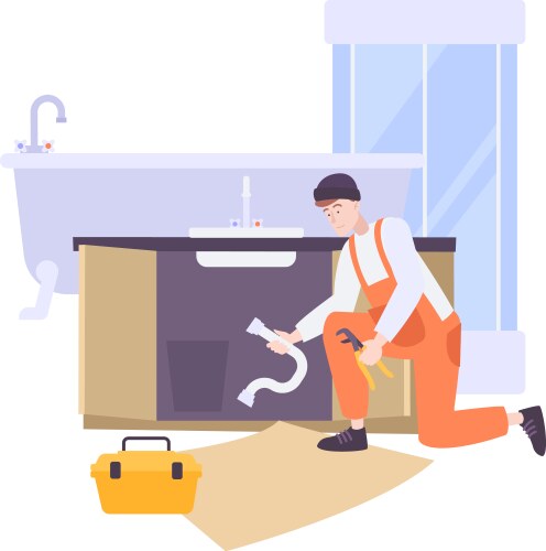 fixing sink pipe composition vector image