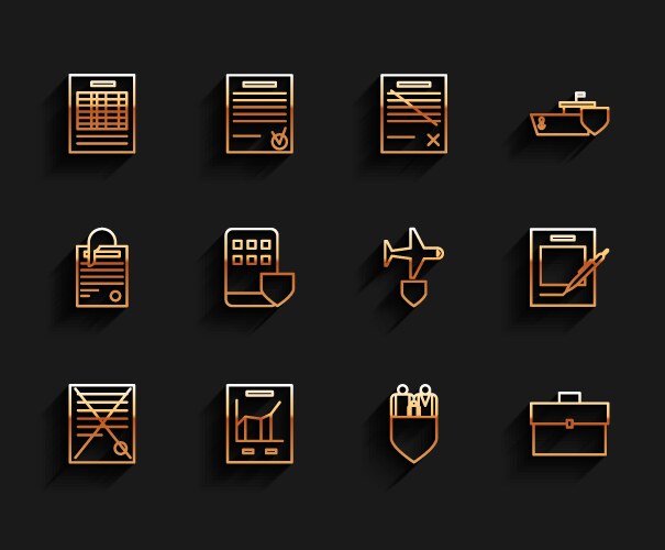 Set line delete file document with graph vector image