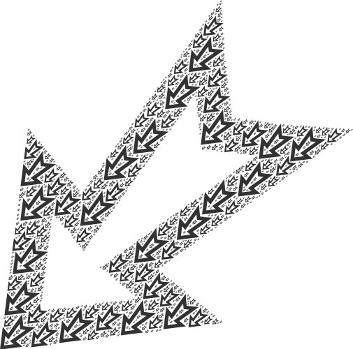 Arrow left down recursion mosaic itself items vector image