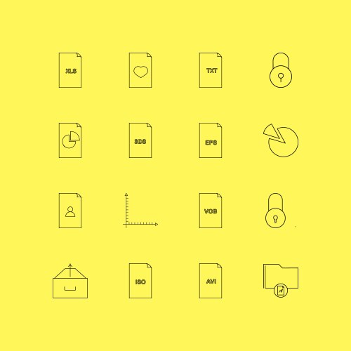 Files and folders linear icon set simple outline vector image