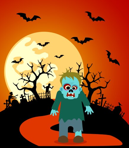 Halloween background with zombie Vector Image