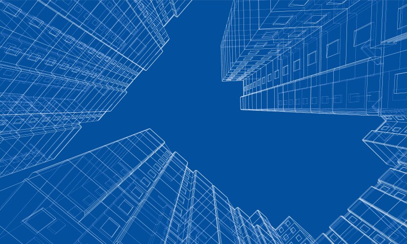 Blueprint building Royalty Free Vector Image - VectorStock