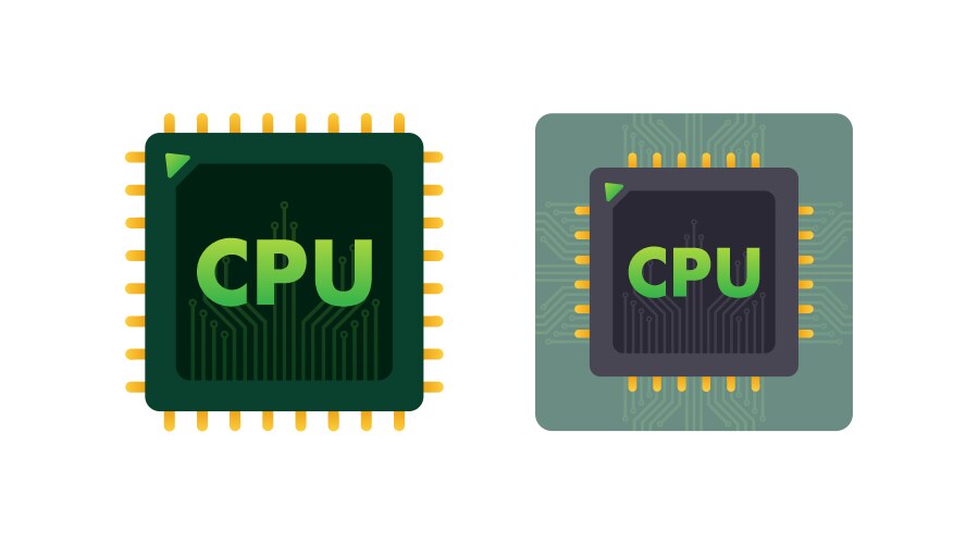 Cpu chip data computing database processign vector image