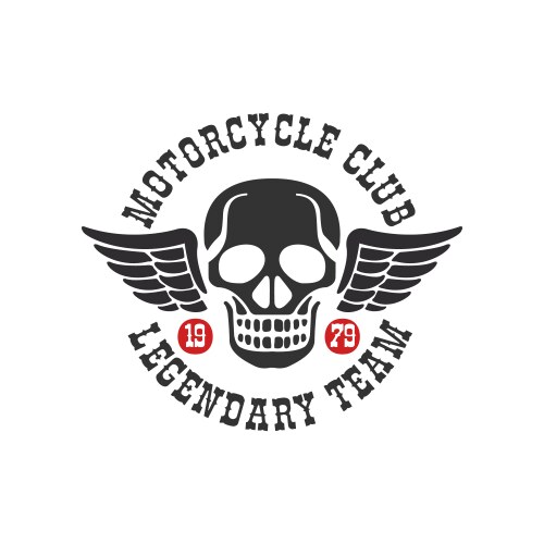 1979 Motorcycle Club Logo - Skull Emblem Vector Image