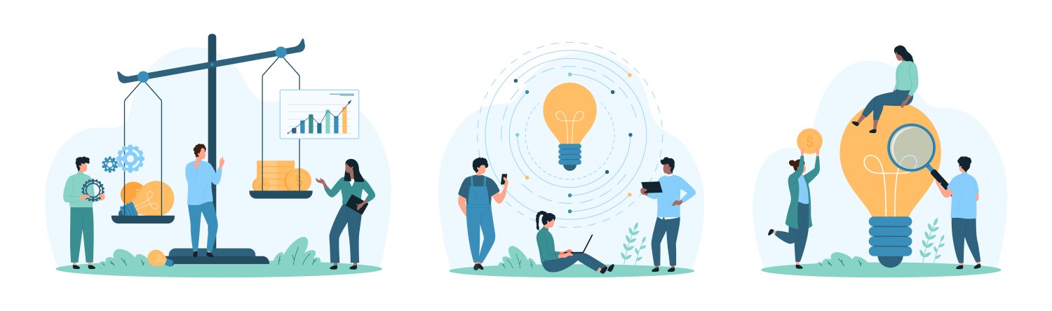 Futuristic smart city projects set tiny people Vector Image